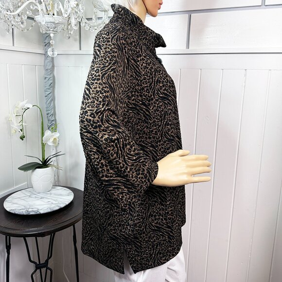 Chicos Easy Wear One Button High Neckline Gold & Black Swing Jacket  Size 3 - Picture 3 of 9